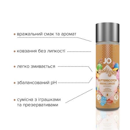 Лубрикант на водній основі JO H2O — Candy Shop — Butterscotch (60 мл) без цукру та парабенів №3