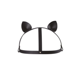 Маска кішечки Bijoux Indiscrets MAZE - Cat Ears Headpiece Black, екошкіра - фото