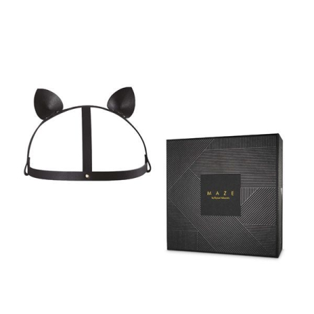 Маска кішечки Bijoux Indiscrets MAZE - Cat Ears Headpiece Black, екошкіра - фото №2