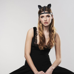 Маска кішечки Bijoux Indiscrets MAZE - Cat Ears Headpiece Black, екошкіра - - фото №7