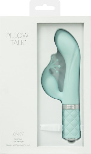 Розкішний вібратор-кролик Pillow Talk - Kinky Teal з кристалом Сваровські, потужний №9
