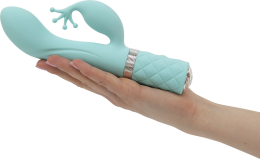 Розкішний вібратор-кролик Pillow Talk - Kinky Teal з кристалом Сваровські, потужний - №5