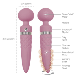 Вібромасажер 2в1 PILLOW TALK - Sultry Pink, класичний масажер і вібратор з ротацією, підігрів - - фото №11