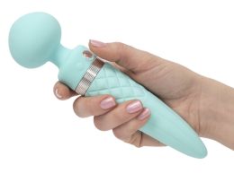 Вібромасажер 2в1 PILLOW TALK - Sultry Teal, класичний масажер і вібратор з ротацією, підігрів - - фото №4