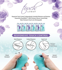 Вібратор-кролик з сенсорним управлінням і ротацією Touch by SWAN - Duo Purple, глибока вібрація - №8