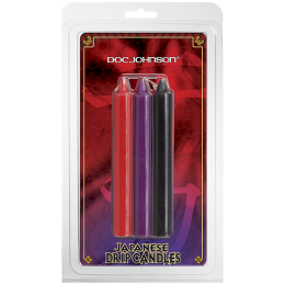 БДСМ свічки низькотемпературні Doc Johnson Japanese Drip Candles - 3 Pack Multi-Colored - фото