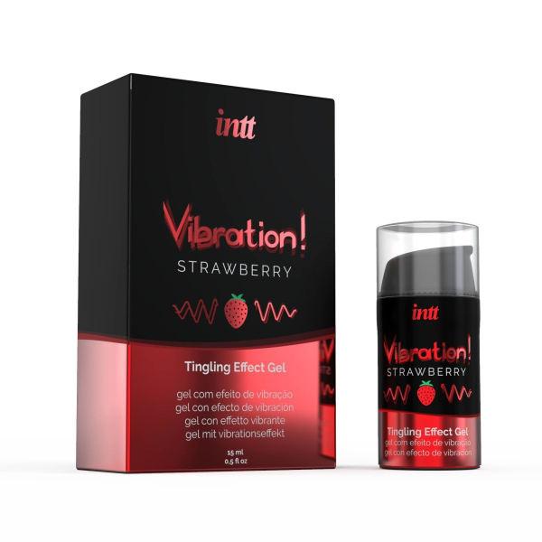 Рідкий вібратор Intt Vibration Strawberry (15 мл), густий гель, дуже смачний, діє до 30 хвилин 