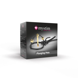 Утяжка для пеніса Mystim Plunging Pete, позолочена, з двома кульками і коротким уретральним зондом - - фото №5