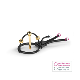 Утяжка для пеніса Mystim Plunging Pete, позолочена, з двома кульками і коротким уретральним зондом - - фото №2