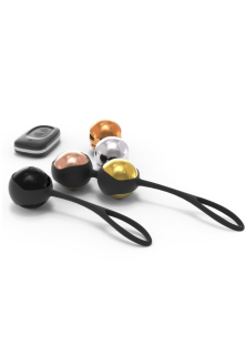 Набір вагінальних кульок Dorcel Training Balls, діам. 3,4 см, вага 20-117гр, є вібрація, пульт ДК - - фото №2