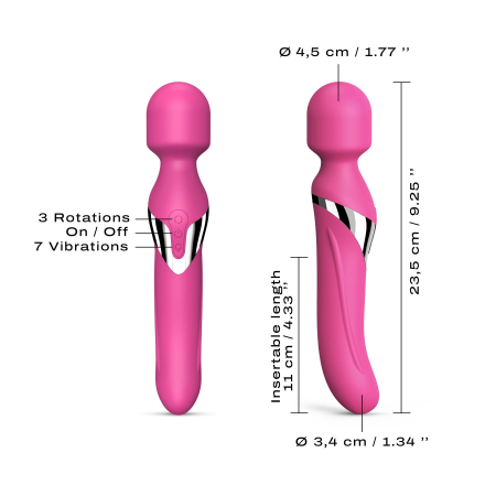 Вібромасажер 2в1 Dorcel Dual Orgasms Magenta класичний масажер і вібратор з перлинним масажем - фото №4
