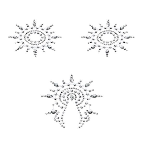 Пестіс з кристалів Petits Joujoux Gloria set of 3 - Silver, прикраса на груди та вульву - фото