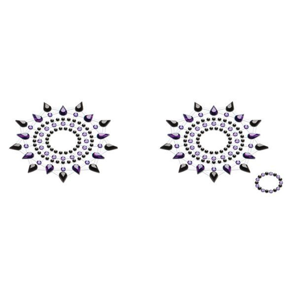 Пестіс з кристалів Petits Joujoux Gloria set of 2 - Black/Purple, прикраса на груди - фото
