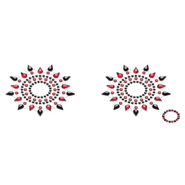 Пестіс з кристалів Petits Joujoux Gloria set of 2 - Black/Red, прикраса на груди - фото