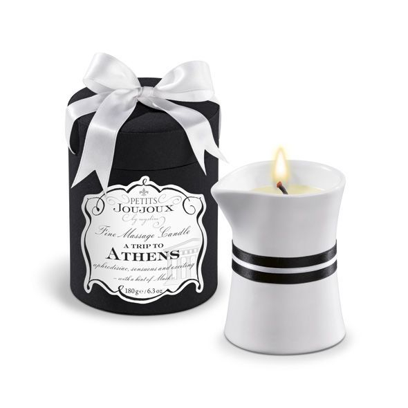 Масажна свічка Petits Joujoux - Athens - Musk and Patchouli (190 г) розкішна упаковка - фото