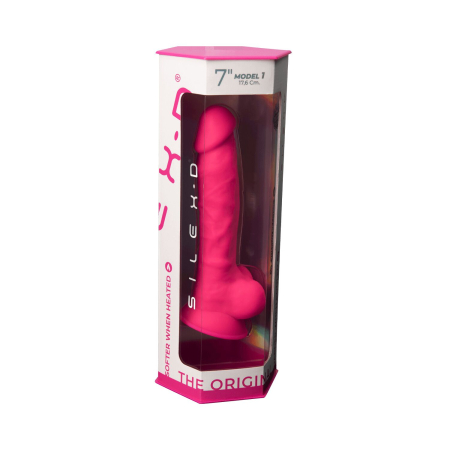 Фалоімітатор SilexD Johnny Pink (MODEL 1 size 7in), двошаровий, силікон + Silexpan, діаметр 3,8см №10