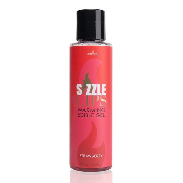 Зігрівальний масажний гель Sensuva Sizzle Lips Strawberry (125 мл), без цукру, їстівний - фото