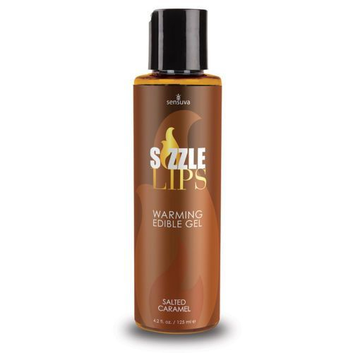 Зігрівальний масажний гель Sensuva Sizzle Lips Salted Caramel (125 мл), без цукру, їстівний - фото