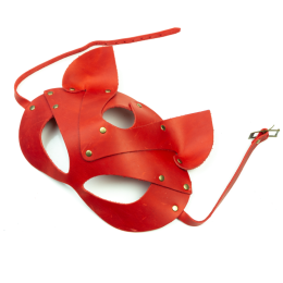 Преміум маска кішечки LOVECRAFT, натуральна шкіра, червона, подарункова упаковка - - фото №2