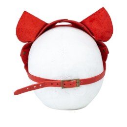 Преміум маска кішечки LOVECRAFT, натуральна шкіра, червона, подарункова упаковка - - фото №5