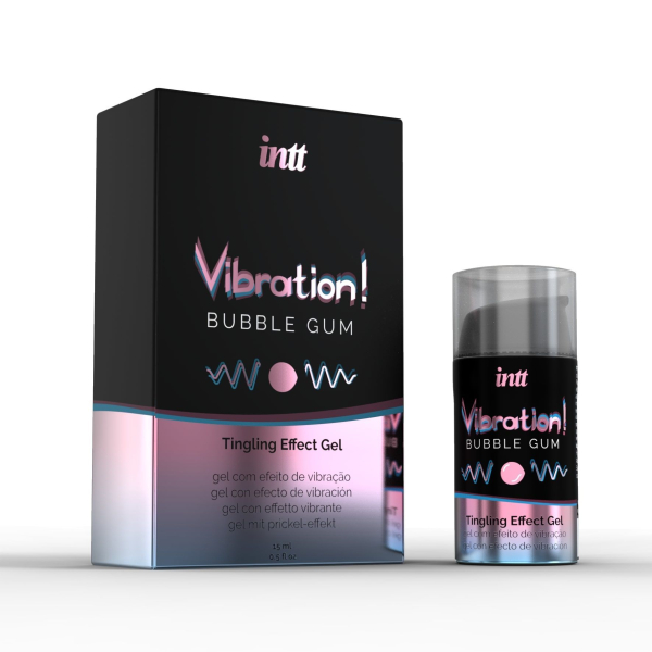 Рідкий вібратор Intt Vibration Bubble Gum (15 мл), густий гель, дуже смачний, діє до 30 хвилин 