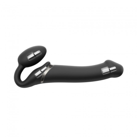 Безремінний страпон з вібрацією Strap-On-Me Vibrating Black M, діаметр 3,8см, пульт ДК, регульований №2