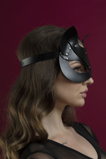 Маска кішечки Feral Feelings - Catwoman Mask, натуральна шкіра, чорна №2