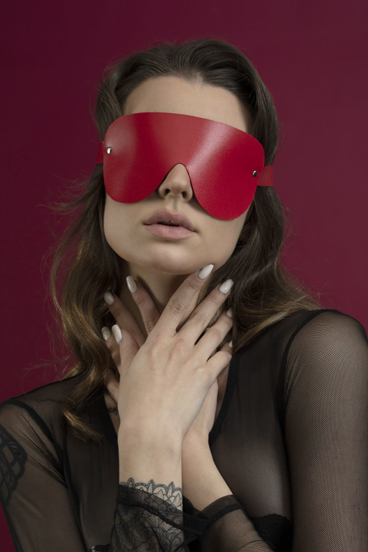 Маска на очі Feral Feelings - Blindfold Mask, натуральна шкіра, червона 