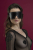 Маска на очі з заклепками Feral Feelings - Blindfold Mask, натуральна шкіра, чорна - фото