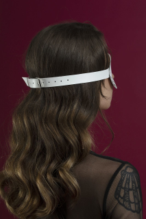 Маска на очі з заклепками Feral Feelings - Blindfold Mask, натуральна шкіра, біла - - фото №3