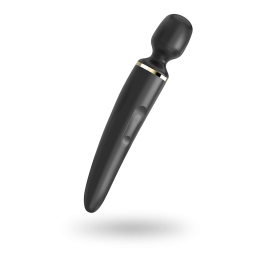Вібромасажер Satisfyer Wand-er Woman (Black/Gold), водонепроникний, потужний, розмір XXL - фото