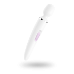 Вібромасажер Satisfyer Wand-er Woman (White/Chrome), водонепроникний, потужний, розмір XXL - фото