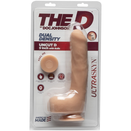 Фалоімітатор Doc Johnson The D - Uncut D - 9 Inch With Balls ULTRASKYN, діаметр 4,5 см, необрізаний - фото №2