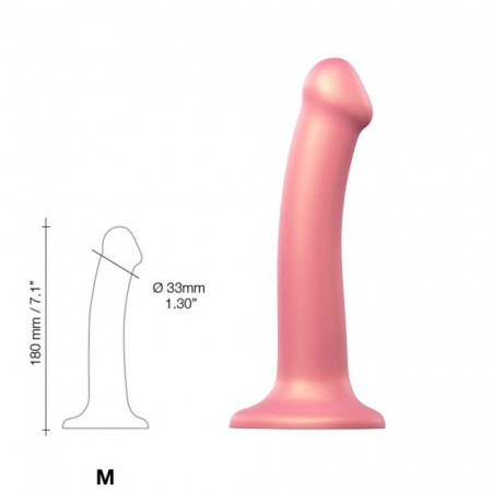 Насадка для страпону Strap-On-Me Mono Density Dildo Rose M, діам. 3,3 см, одношаровий силікон, гнучк - фото №3