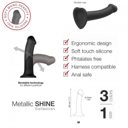 Насадка для страпону Strap-On-Me Mono Density Dildo Violet M, діам. 3,3 см, одношаровий силікон, гну - №5