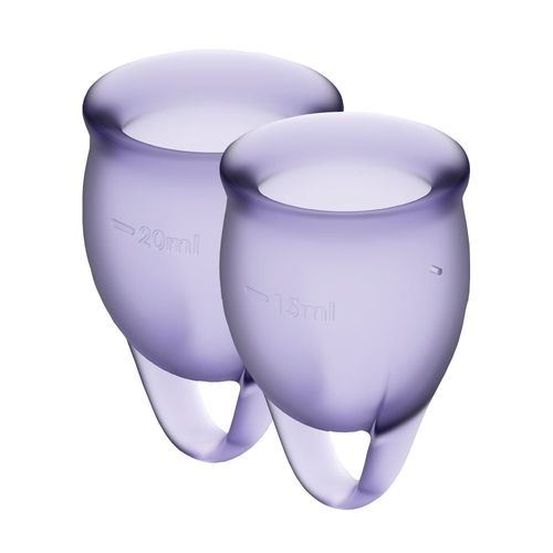Набір менструальних чаш Satisfyer Feel Confident (lila), 15мл та 20мл, мішечок для зберігання 