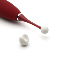 Кліторальний вібратор KISTOY C-King Red, з двома дод. насадками, потужна прицільна стимуляція - - фото №4