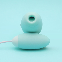 Вакуумний стимулятор з віброяйцем 2-в-1 KISTOY Miss VV Cyan - - фото №4