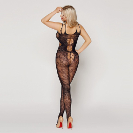 Ажурний бодістокінг з вирізами "Клео" Black One Size - - фото №2