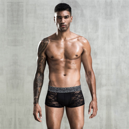 Чоловічі мереживні труси боксери, One Size Black - фото №2