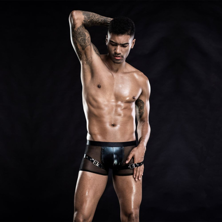 Чоловічі еротичні сітчасті труси з ременями, One Size Black - фото №3