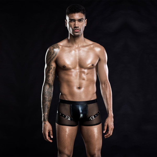 Чоловічі еротичні сітчасті труси з ременями, One Size Black - фото