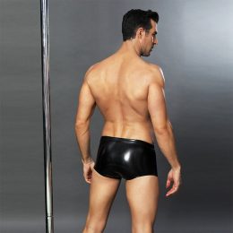 Еротичні чоловічі лакові труси зі шнурівкою One Size Black - - фото №2