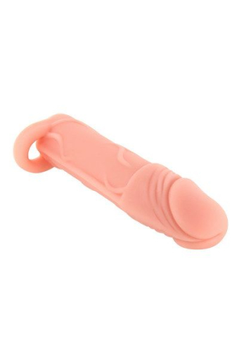 Насадка на член Real Body — Real Extender HUGY з відкритою головкою та кільцем для мошонки - фото №2