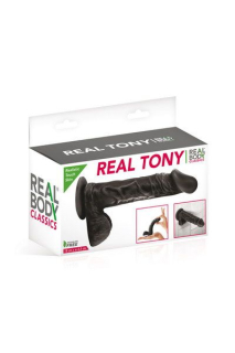 Фалоімітатор Real Body — Real Tony Black, TPE, діаметр 3,5 см - - фото №3