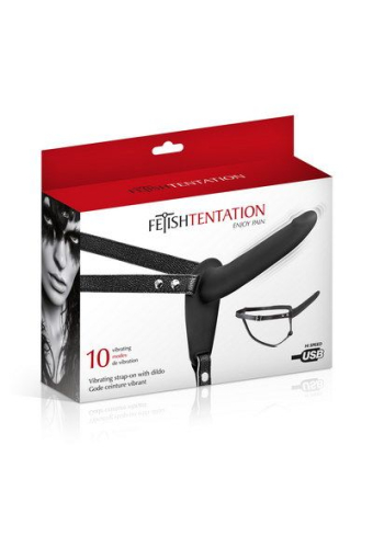 Страпон з вібрацією Fetish Tentation Vibrating Strap-On with Dildo Black - фото №3