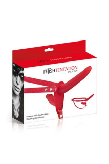 Подвійний страпон Fetish Tentation Strap-On with Double Dildo Red - - фото №2