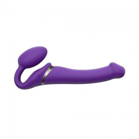 Безремінний страпон з вібрацією Strap-On-Me Vibrating Violet M, діаметр 3,8 см, пульт ДК, регульований №5