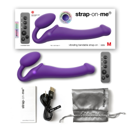 Безремінний страпон з вібрацією Strap-On-Me Vibrating Violet M, діаметр 3,8 см, пульт ДК, регульований - - фото №6