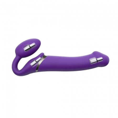 Безремінний страпон з вібрацією Strap-On-Me Vibrating Violet L, діам. 3,7 см, пульт ДК, регульований №3